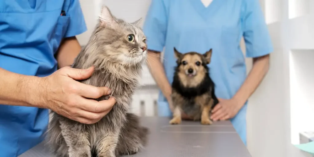 Close up on veterinary doctor taking care of pet