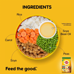 ingredients of Pedigree Adult Dog Food - Vegetarian 1.2 KG and 3 KG Pack