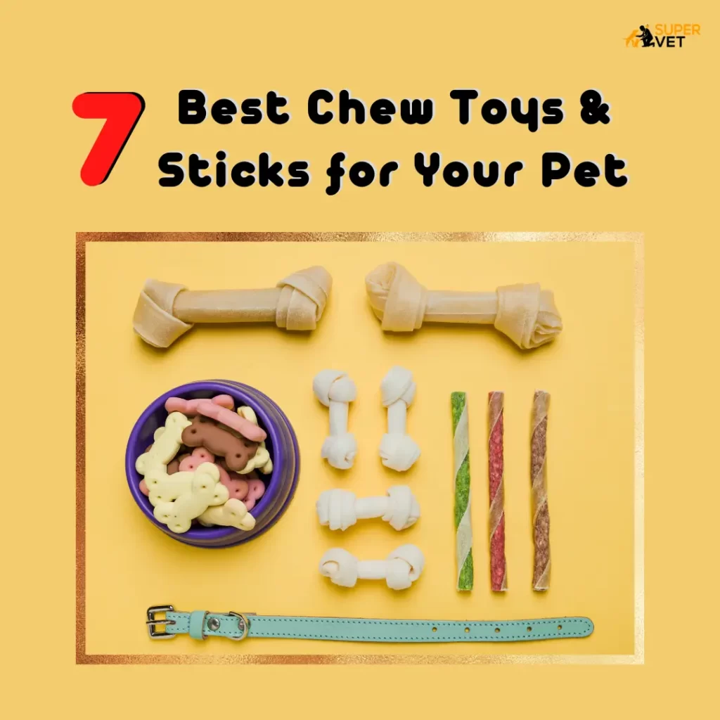 Image displays the title of blog 7 Best Chew toys and Sticks for your dog