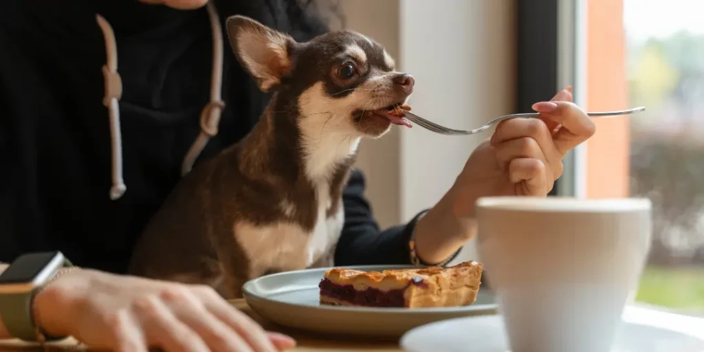 Adorable chihuahua dog with female owner